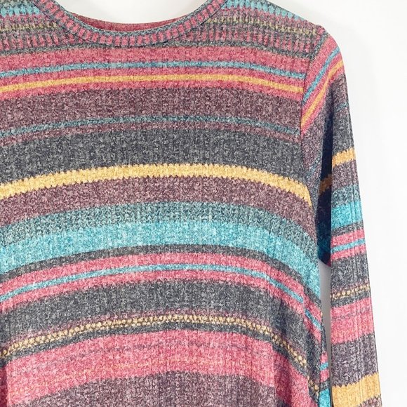 Elan Horizontal Striped Swing Sweater Dress L